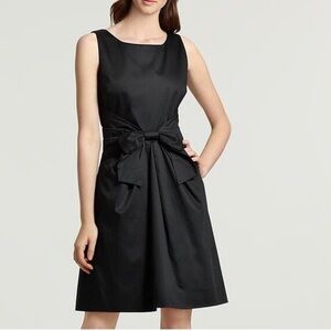Kate Spade “Jillian” Solid Black Bow Front Sleeveless Dress